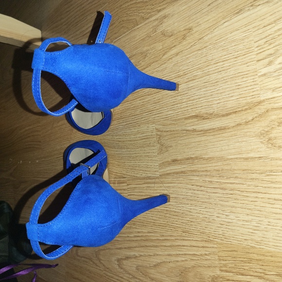 forever21 blue strappy pointy toe heels size 6.5 - Picture 2 of 6